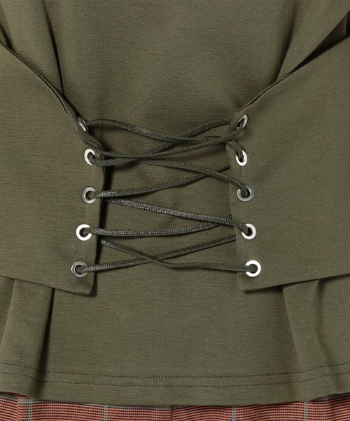 Khaju（カージュ）の「Khaju:コルセットTEE（Tシャツ/カットソー・レディース・カーキ/ワイン・ONE SIZE）」の12枚目の写真