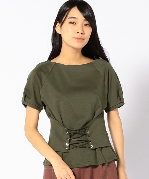 Khaju（カージュ）の「Khaju:コルセットTEE（Tシャツ/カットソー・レディース・カーキ/ワイン・ONE SIZE）」の14枚目の写真