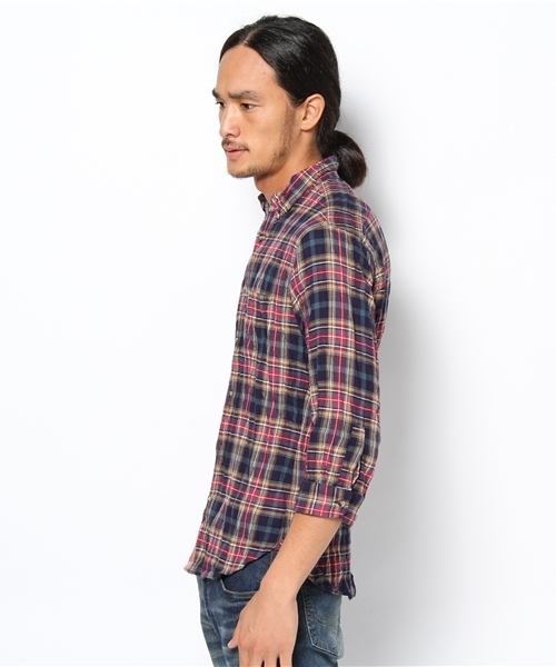 BEAUTY&YOUTH UNITED ARROWS(ビューティーアンドユースユナイテッドアローズ)の「BY コットン/リネン タータンチェック BD 7SL◆(シャツ/ブラウス・メンズ・モカ/ダークグリーン・SMALL/MEDIUM/LARGE/X-LARGE)」の3枚目の写真