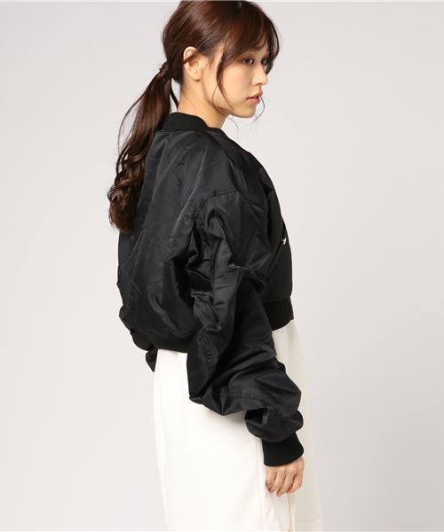 onespo（ワンスポ）の「ロングスリーブMA-1ショート（MA-1・レディース・ブラック/レッド/ピンク/ダークグリーン・M）」の11枚目の写真