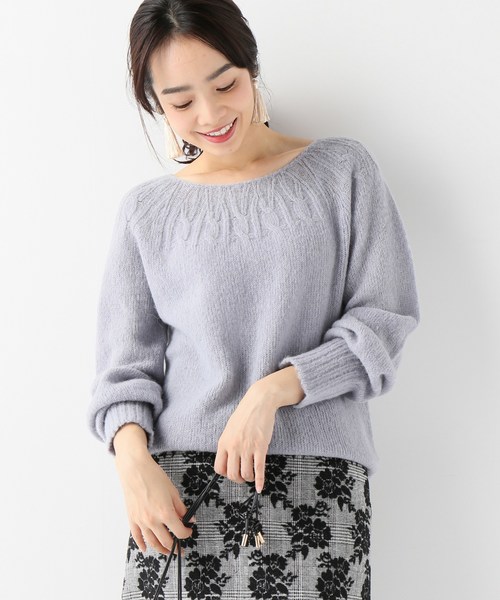 SLOBE IENA（スローブイエナ）の「ホールガーメントアルパカ混ニット◆（ニット/セーター・レディース・ベージュ/サックスブルー/イエロー・FREE）」の2枚目の写真