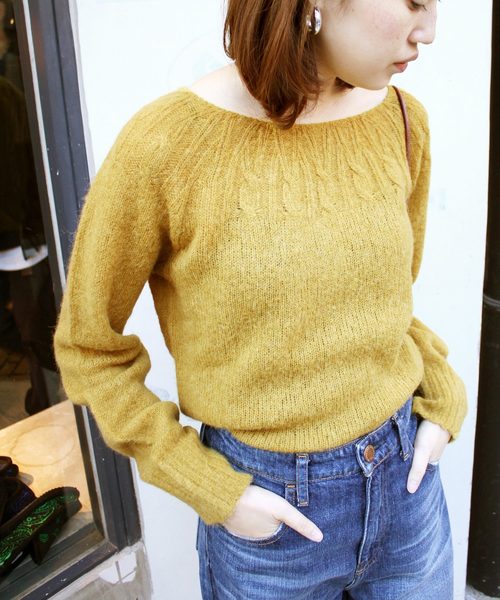 SLOBE IENA（スローブイエナ）の「ホールガーメントアルパカ混ニット◆（ニット/セーター・レディース・ベージュ/サックスブルー/イエロー・FREE）」の3枚目の写真