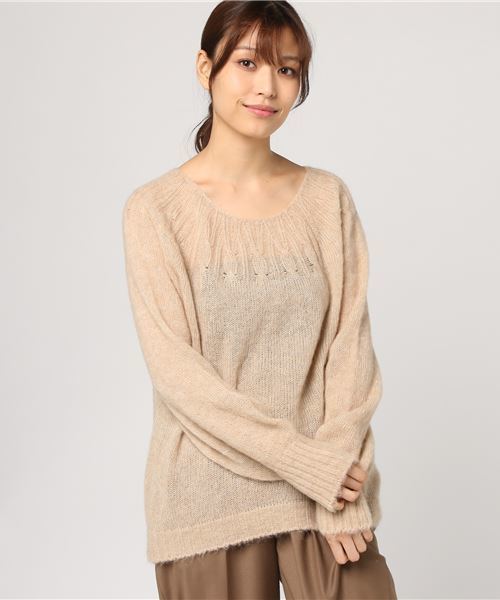 SLOBE IENA（スローブイエナ）の「ホールガーメントアルパカ混ニット◆（ニット/セーター・レディース・ベージュ/サックスブルー/イエロー・FREE）」の9枚目の写真