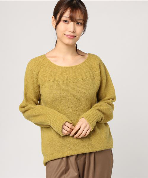 SLOBE IENA（スローブイエナ）の「ホールガーメントアルパカ混ニット◆（ニット/セーター・レディース・ベージュ/サックスブルー/イエロー・FREE）」の11枚目の写真