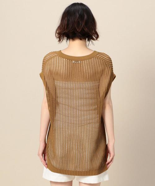 BEAUTY&YOUTH UNITED ARROWS(ビューティーアンドユースユナイテッドアローズ)の「BY コットンメッシュスキッパーネックフレンチスリーブニット о(ニット/セーター・レディース・ベージュ/オフホワイト/オリーブ・FREE)」の10枚目の写真
