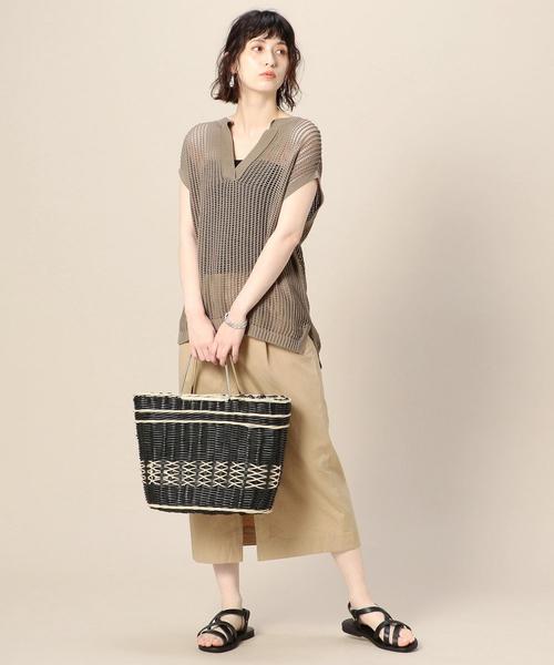 BEAUTY&YOUTH UNITED ARROWS(ビューティーアンドユースユナイテッドアローズ)の「BY コットンメッシュスキッパーネックフレンチスリーブニット о(ニット/セーター・レディース・ベージュ/オフホワイト/オリーブ・FREE)」の11枚目の写真