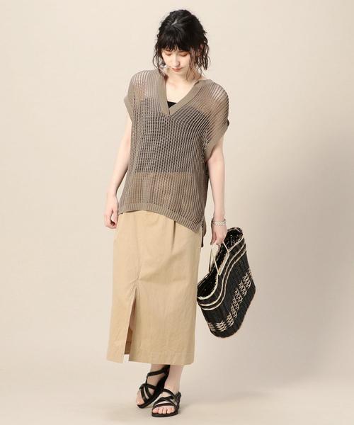 BEAUTY&YOUTH UNITED ARROWS(ビューティーアンドユースユナイテッドアローズ)の「BY コットンメッシュスキッパーネックフレンチスリーブニット о(ニット/セーター・レディース・ベージュ/オフホワイト/オリーブ・FREE)」の19枚目の写真