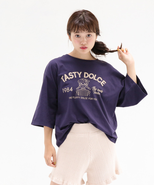 OLIVE des OLIVE（オリーブデオリーブ）の「アンT（Tシャツ/カットソー・レディース・オフホワイト/ネイビー/ベージュ・FREE）」の3枚目の写真