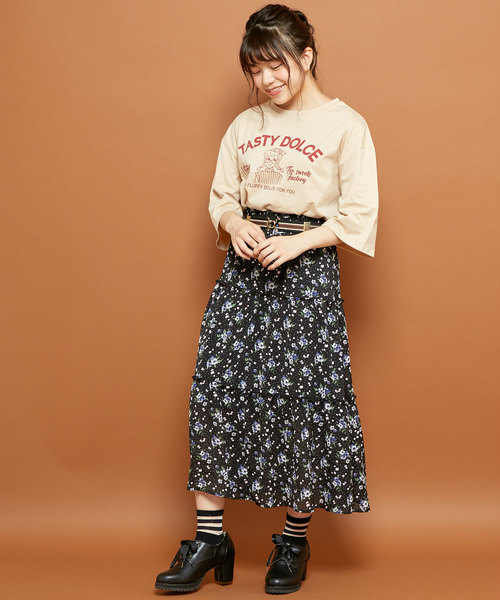 OLIVE des OLIVE（オリーブデオリーブ）の「アンT（Tシャツ/カットソー・レディース・オフホワイト/ネイビー/ベージュ・FREE）」の7枚目の写真