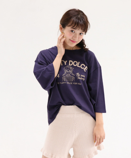 OLIVE des OLIVE（オリーブデオリーブ）の「アンT（Tシャツ/カットソー・レディース・オフホワイト/ネイビー/ベージュ・FREE）」の4枚目の写真