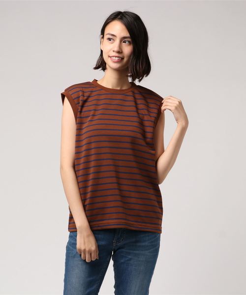 LOWRYS FARM（ローリーズファーム）の「ボーダーノースリーブ　813751（Tシャツ/カットソー・レディース・ブラック/ブラウン/オフホワイト・LARGE/MEDIUM）」の8枚目の写真