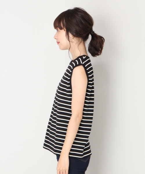 LOWRYS FARM（ローリーズファーム）の「ボーダーノースリーブ　813751（Tシャツ/カットソー・レディース・ブラック/ブラウン/オフホワイト・LARGE/MEDIUM）」の9枚目の写真