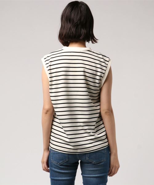 LOWRYS FARM（ローリーズファーム）の「ボーダーノースリーブ　813751（Tシャツ/カットソー・レディース・ブラック/ブラウン/オフホワイト・LARGE/MEDIUM）」の5枚目の写真