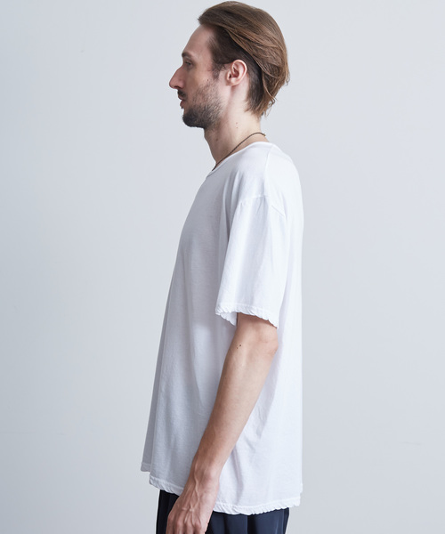 KAZUYUKI KUMAGAI ATTACHMENT（カズユキクマガイアタッチメント）の「【KAZUYUKI KUMAGAI】 40/1フレスカ天竺ドレープTシャツ（Tシャツ/カットソー・メンズ・ホワイト/ブラック/ダークグリーン/ブラウン/カーキ・1/2/3）」の9枚目の写真