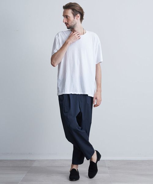 KAZUYUKI KUMAGAI ATTACHMENT（カズユキクマガイアタッチメント）の「【KAZUYUKI KUMAGAI】 40/1フレスカ天竺ドレープTシャツ（Tシャツ/カットソー・メンズ・ホワイト/ブラック/ダークグリーン/ブラウン/カーキ・1/2/3）」の15枚目の写真