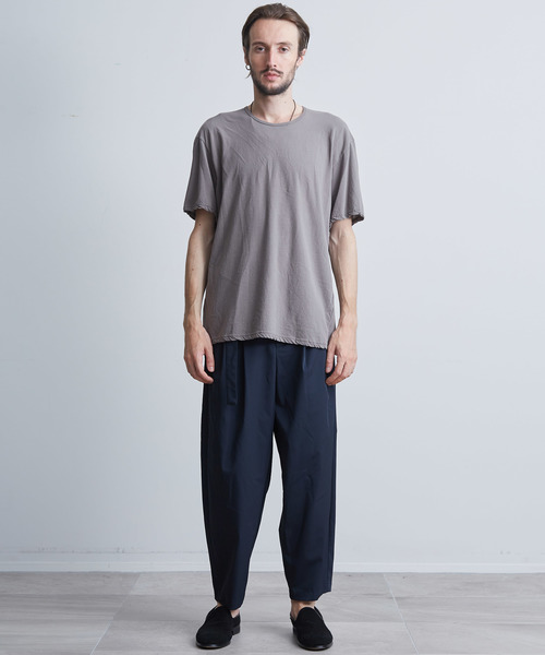 KAZUYUKI KUMAGAI ATTACHMENT（カズユキクマガイアタッチメント）の「【KAZUYUKI KUMAGAI】 40/1フレスカ天竺ドレープTシャツ（Tシャツ/カットソー・メンズ・ホワイト/ブラック/ダークグリーン/ブラウン/カーキ・1/2/3）」の18枚目の写真