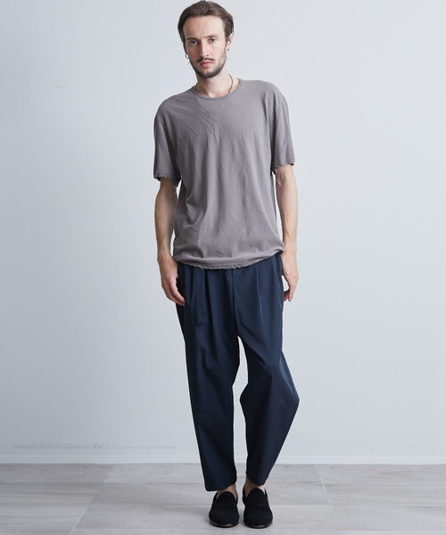 KAZUYUKI KUMAGAI ATTACHMENT（カズユキクマガイアタッチメント）の「【KAZUYUKI KUMAGAI】 40/1フレスカ天竺ドレープTシャツ（Tシャツ/カットソー・メンズ・ホワイト/ブラック/ダークグリーン/ブラウン/カーキ・1/2/3）」の19枚目の写真