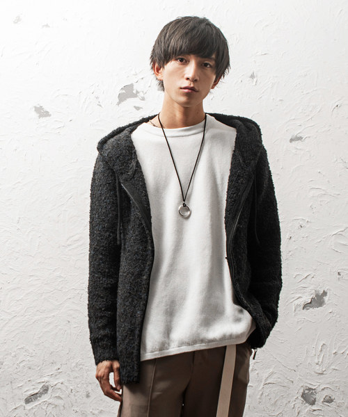 MinoriTY（マイノリティ）の「3ＧブークレニットＺＩＰパーカー（パーカー・メンズ・ブラック/ネイビー/ブラウン/グレー・M/L）」の2枚目の写真