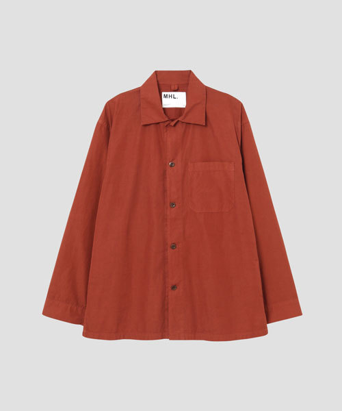 MHL.（エムエイチエル）の「COMPACT COTTON POPLIN（シャツ/ブラウス・メンズ・ベージュ/レンガ・LARGE/MEDIUM/X-LARGE）」の2枚目の写真