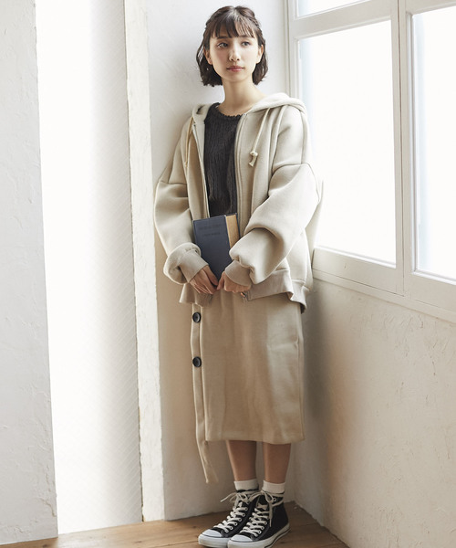 and R（アンドアール）の「ニットジップパーカー（パーカー・レディース・アイボリー・FREE）」の2枚目の写真