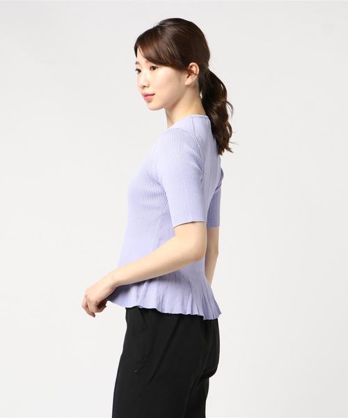 A/C DESIGN BY ALPHA CUBIC(エーシーデザインバイアルファキュービック)の「【カタログ掲載】ペプラムニット(ニット/セーター・レディース・ピンク/ラベンダー/オフホワイト/ネイビー・M size/L size)」の5枚目の写真