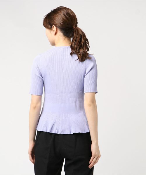 A/C DESIGN BY ALPHA CUBIC(エーシーデザインバイアルファキュービック)の「【カタログ掲載】ペプラムニット(ニット/セーター・レディース・ピンク/ラベンダー/オフホワイト/ネイビー・M size/L size)」の6枚目の写真