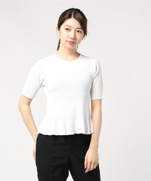 A/C DESIGN BY ALPHA CUBIC(エーシーデザインバイアルファキュービック)の「【カタログ掲載】ペプラムニット(ニット/セーター・レディース・ピンク/ラベンダー/オフホワイト/ネイビー・M size/L size)」の8枚目の写真