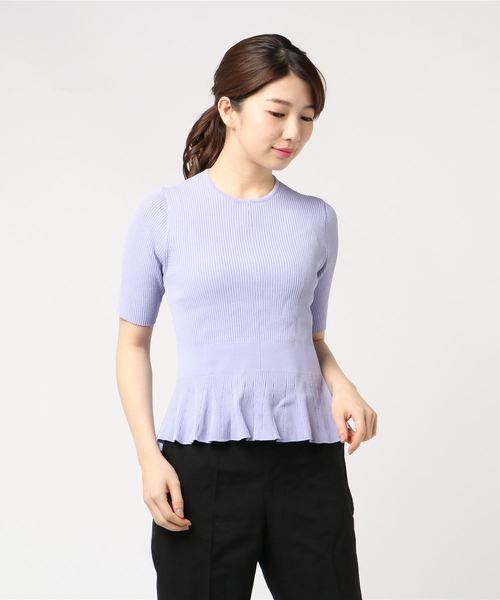 A/C DESIGN BY ALPHA CUBIC(エーシーデザインバイアルファキュービック)の「【カタログ掲載】ペプラムニット(ニット/セーター・レディース・ピンク/ラベンダー/オフホワイト/ネイビー・M size/L size)」の11枚目の写真