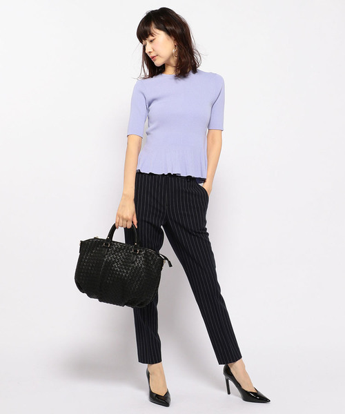 A/C DESIGN BY ALPHA CUBIC(エーシーデザインバイアルファキュービック)の「【カタログ掲載】ペプラムニット(ニット/セーター・レディース・ピンク/ラベンダー/オフホワイト/ネイビー・M size/L size)」の12枚目の写真