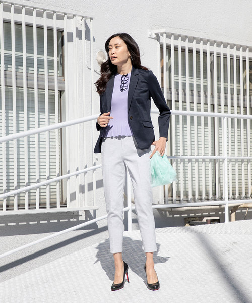 A/C DESIGN BY ALPHA CUBIC(エーシーデザインバイアルファキュービック)の「【カタログ掲載】ペプラムニット(ニット/セーター・レディース・ピンク/ラベンダー/オフホワイト/ネイビー・M size/L size)」の16枚目の写真