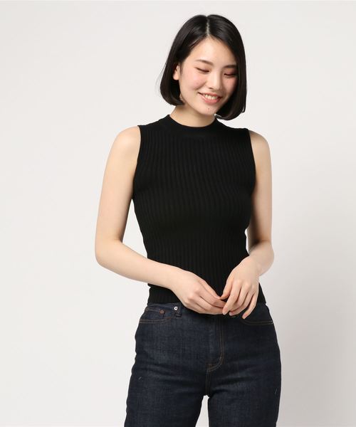 KOBE LETTUCE(コウベレタス)の「ハイネックノースリーブシンプルリブニットトップス(ニット/セーター・レディース・ブラック/パープル/グレー/レッド/ブルー/グリーン/アイボリー/マスタード・FREE)」の11枚目の写真