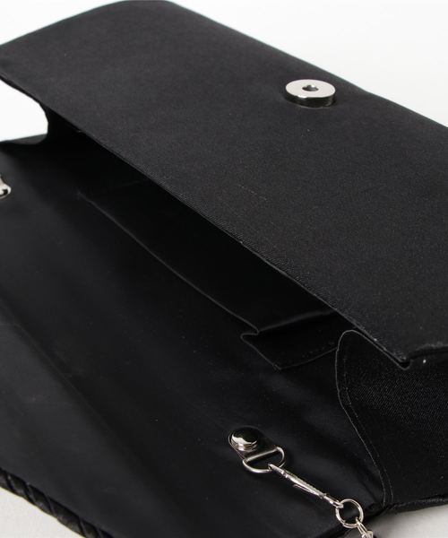 STYLEBLOCK（スタイルブロック）の「ストレートプリーツストーンラインパーティークラッチバッグ（クラッチバッグ・レディース・ブラック・FREE）」の4枚目の写真
