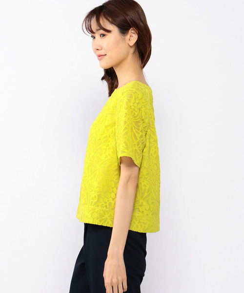 A/C DESIGN BY ALPHA CUBIC（エーシーデザインバイアルファキュービック）の「◇カタログ掲載◇パイナップルジャガードブラウス（シャツ/ブラウス・レディース・ブラック/オフホワイト/イエロー・11号/9号/13号）」の9枚目の写真