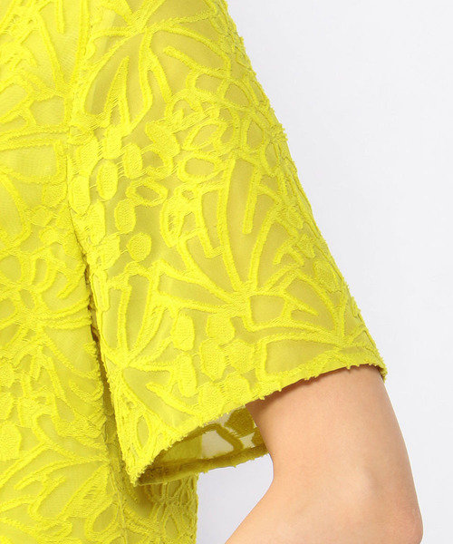 A/C DESIGN BY ALPHA CUBIC（エーシーデザインバイアルファキュービック）の「◇カタログ掲載◇パイナップルジャガードブラウス（シャツ/ブラウス・レディース・ブラック/オフホワイト/イエロー・11号/9号/13号）」の6枚目の写真
