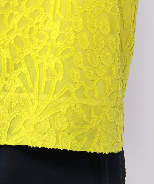 A/C DESIGN BY ALPHA CUBIC（エーシーデザインバイアルファキュービック）の「◇カタログ掲載◇パイナップルジャガードブラウス（シャツ/ブラウス・レディース・ブラック/オフホワイト/イエロー・11号/9号/13号）」の5枚目の写真