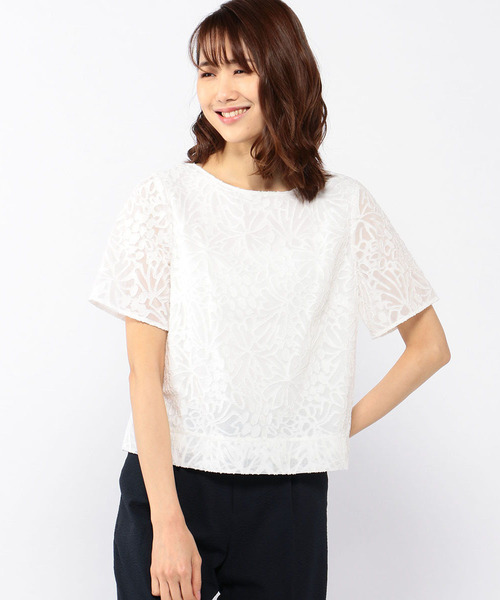 A/C DESIGN BY ALPHA CUBIC（エーシーデザインバイアルファキュービック）の「◇カタログ掲載◇パイナップルジャガードブラウス（シャツ/ブラウス・レディース・ブラック/オフホワイト/イエロー・11号/9号/13号）」の13枚目の写真