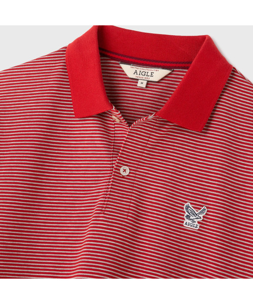AIGLE（エーグル）の「DFTストライプポロ（ポロシャツ・メンズ・レッド/ダークネイビー・MEDIUM/LARGE/X-LARGE/SMALL）」の8枚目の写真