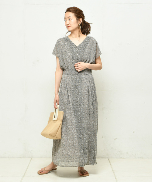 DouDou（ドゥドゥ）の「プリントマキシワンピース（ワンピース・レディース・ブラック/ベージュ・FREE）」の8枚目の写真