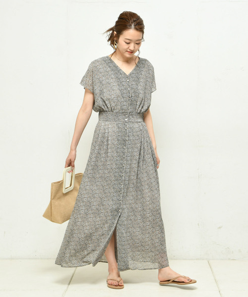 DouDou（ドゥドゥ）の「プリントマキシワンピース（ワンピース・レディース・ブラック/ベージュ・FREE）」の10枚目の写真