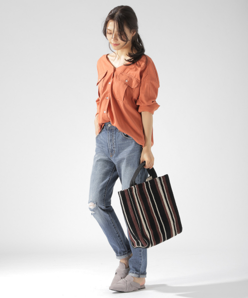 BAYFLOW（ベイフロー）の「ダメージテーパード　19AW（デニムパンツ・レディース・ブルー/ブラック/ネイビー/オフホワイト・SMALL/MEDIUM/LARGE）」の20枚目の写真