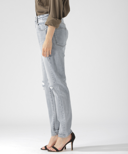 BAYFLOW（ベイフロー）の「ダメージテーパード　19AW（デニムパンツ・レディース・ブルー/ブラック/ネイビー/オフホワイト・SMALL/MEDIUM/LARGE）」の14枚目の写真