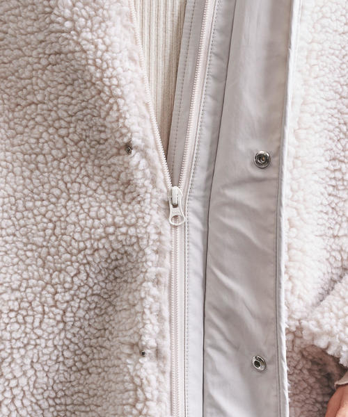 UNITED ARROWS（ユナイテッドアローズ）の「UWSC ボア ノーカラー ロングコート†（その他アウター・レディース・オフホワイト/ブラック・36/38）」の14枚目の写真