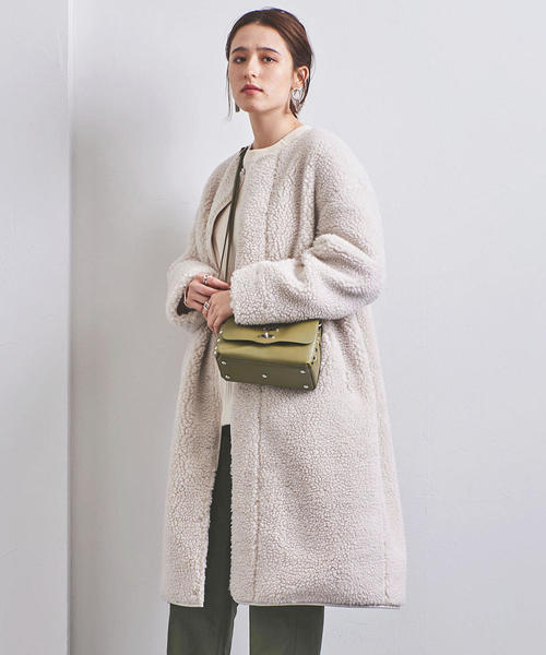 UNITED ARROWS（ユナイテッドアローズ）の「UWSC ボア ノーカラー ロングコート†（その他アウター・レディース・オフホワイト/ブラック・36/38）」の13枚目の写真