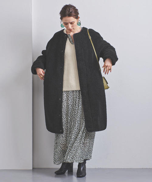 UNITED ARROWS（ユナイテッドアローズ）の「UWSC ボア ノーカラー ロングコート†（その他アウター・レディース・オフホワイト/ブラック・36/38）」の11枚目の写真