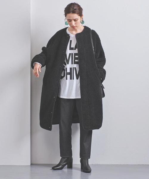 UNITED ARROWS（ユナイテッドアローズ）の「UWSC ボア ノーカラー ロングコート†（その他アウター・レディース・オフホワイト/ブラック・36/38）」の10枚目の写真