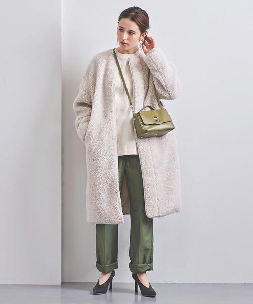 UNITED ARROWS（ユナイテッドアローズ）の「UWSC ボア ノーカラー ロングコート†（その他アウター・レディース・オフホワイト/ブラック・36/38）」の9枚目の写真