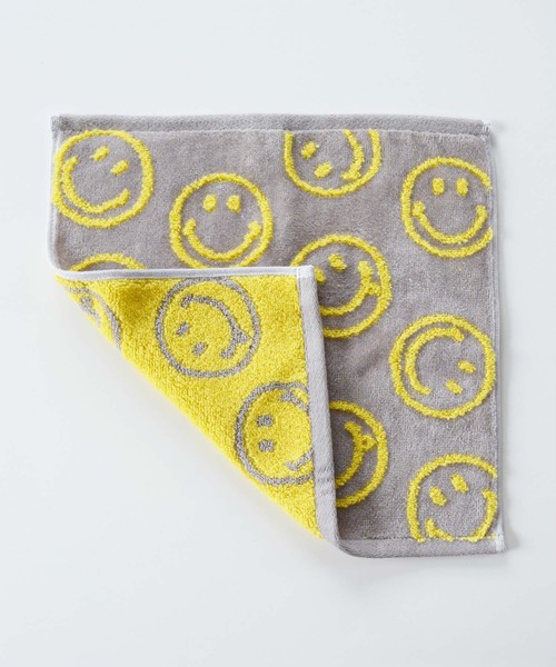 BIRTHDAY BAR（バースデイバー）の「スマイル パターン ジャガード タオルハンカチ（ハンカチ/ハンドタオル・レディース・ブラック/ネイビー/グレー/ピンク/ブルー系その他/チャコールグレー/ブルー/グレー×ピンク/イエロー/グリーン/パープル/オレンジ/ネイビー系/マスタード・フリー）」の16枚目の写真