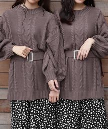 PairPair | ベルト付きボリューム袖ニットワンピース(ワンピース)