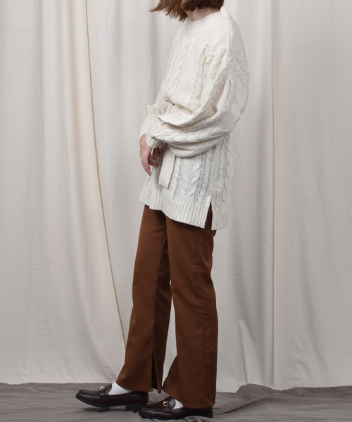 PairPair(ペアペア)の「ベルト付きボリューム袖ニットワンピース(ワンピース・レディース・アイボリー/モカ/ピンクベージュ・FREE)」の4枚目の写真