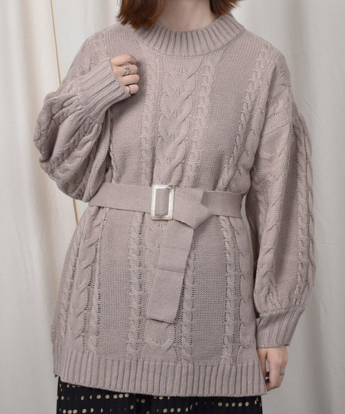 PairPair(ペアペア)の「ベルト付きボリューム袖ニットワンピース(ワンピース・レディース・アイボリー/モカ/ピンクベージュ・FREE)」の5枚目の写真